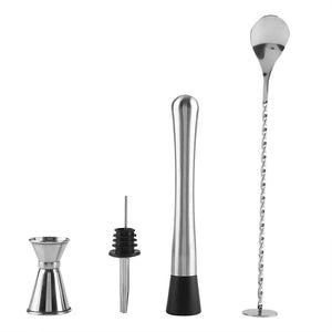 Bartender Kit - Juego de preparación de cócteles con Juego de Utensilios de Bar Jigger, Muddler, Licor, vertido, Cuchara mezcladora para Uso doméstico Profesional, Acero Inoxidable
