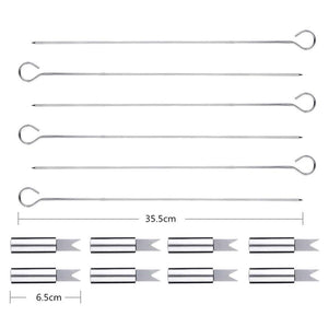 BBQ Tools Set RabbitStorm- Set de 18 Utensilios y Cubiertos Profesional para Asador Carne Asada en Acero Inoxidable. Espátula, Pinzas, Tenedores, Pinchos, Cepillo para Asar, etc.Barbacoa al Aire libre, Picnic de Camping -Kit de Regalo