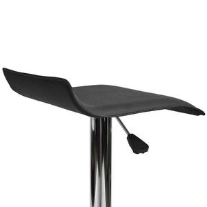 FurnitureR Set de 2 Bancos para Bar Taburetes de Altura Fija, Asiento de PVC con Base de Metal Cromado Negro