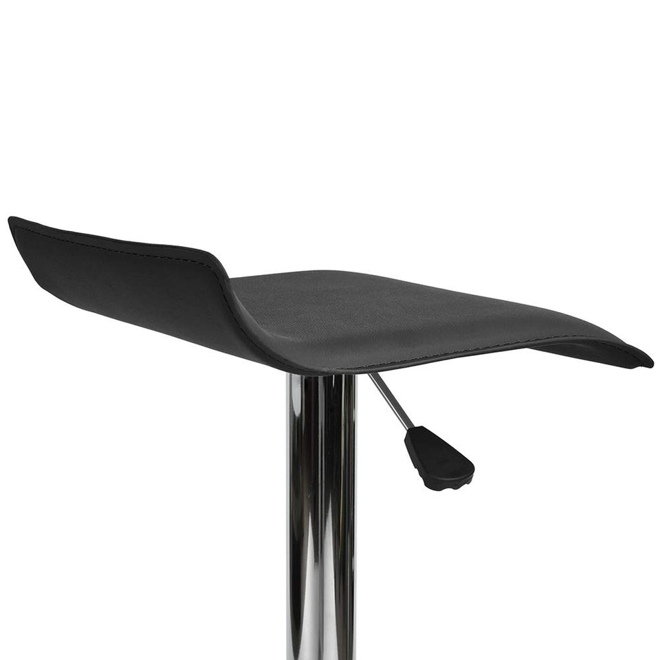 FurnitureR Set de 2 Bancos para Bar Taburetes de Altura Fija, Asiento de PVC con Base de Metal Cromado Negro