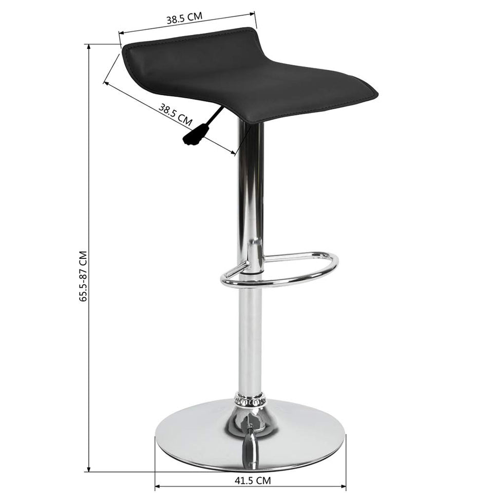 FurnitureR Set de 2 Bancos para Bar Taburetes de Altura Fija, Asiento de PVC con Base de Metal Cromado Negro