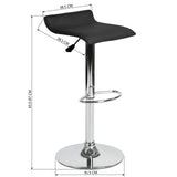 FurnitureR Set de 2 Bancos para Bar Taburetes de Altura Fija, Asiento de PVC con Base de Metal Cromado Negro