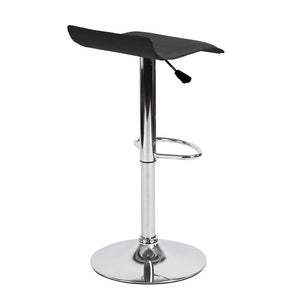 FurnitureR Set de 2 Bancos para Bar Taburetes de Altura Fija, Asiento de PVC con Base de Metal Cromado Negro