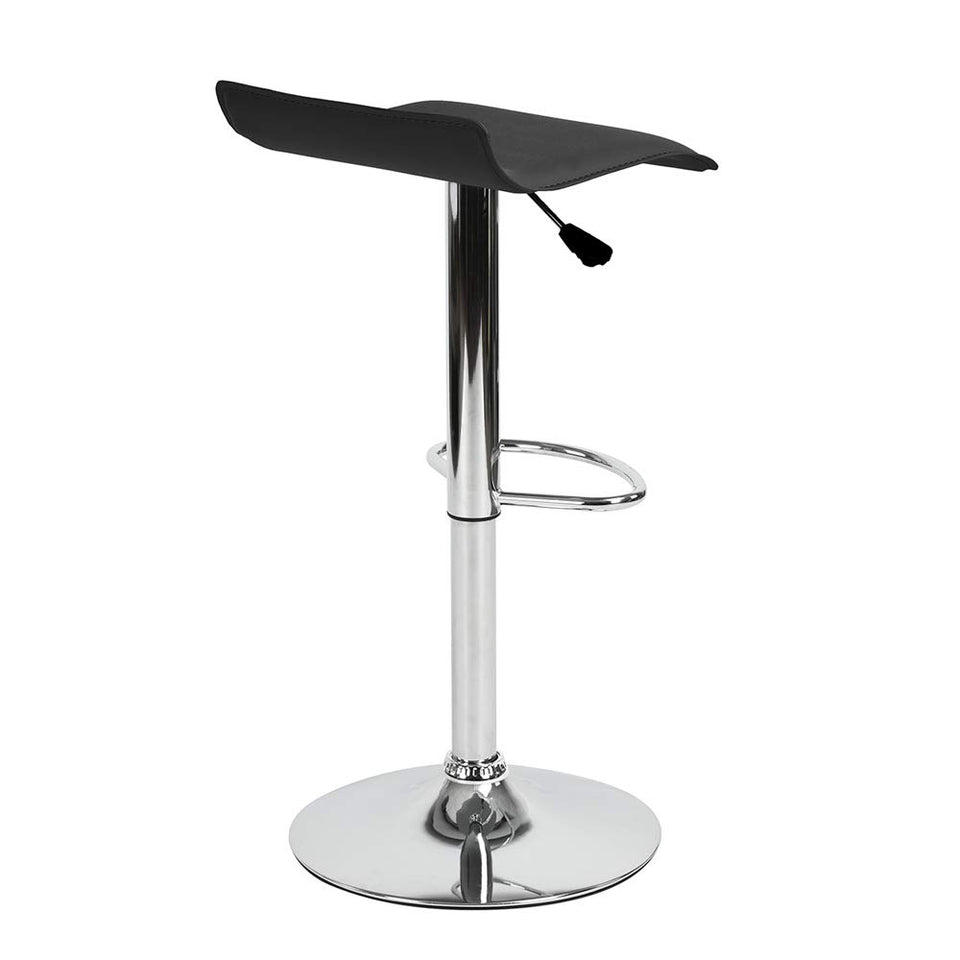 FurnitureR Set de 2 Bancos para Bar Taburetes de Altura Fija, Asiento de PVC con Base de Metal Cromado Negro