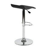 FurnitureR Set de 2 Bancos para Bar Taburetes de Altura Fija, Asiento de PVC con Base de Metal Cromado Negro