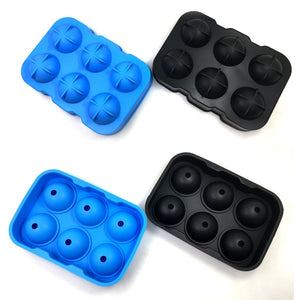 2 Packs of 6-Cavity Ice Ball Mold SourceTon Black and Blue Flexible Silicone Ice Sphere Tray Reusable Ice Ball Maker for Whisky Bourbon Cocktail