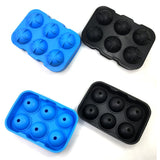 2 Packs of 6-Cavity Ice Ball Mold SourceTon Black and Blue Flexible Silicone Ice Sphere Tray Reusable Ice Ball Maker for Whisky Bourbon Cocktail