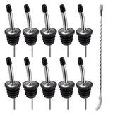 10 Piezas Vertedores para Vino con Cuchara de mezcla del cóctel de la barra de la manija de 12 pulgadas, SENHAI Acero inoxidable Aireador / Vertedor para Vino + Cuchara para bar Barra de acero inoxidable cuchara