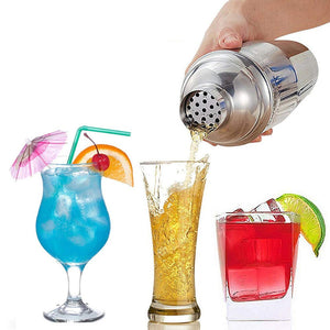 6 Piezas Utensilios de Bar, Conjuntos para el Bar Coctelera de Cóctel de Acero Inoxidable - con Coctelera de cóctel 750ml , Probeta graduada con doble cara 30 / 15ml, Boquillas de vino, Agitador para hielo, Cuchara de mezcla .