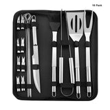 BBQ Tools Set RabbitStorm- Set de 18 Utensilios y Cubiertos Profesional para Asador Carne Asada en Acero Inoxidable. Espátula, Pinzas, Tenedores, Pinchos, Cepillo para Asar, etc.Barbacoa al Aire libre, Picnic de Camping -Kit de Regalo