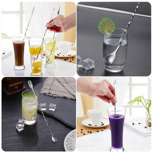 Juego de 4 Muddler Bar Tools Essentials,SourceTon 10 pulgadas de cóctel de acero inoxidable Muddler y 3 piezas de cucharas para mezclar Ideal para barman