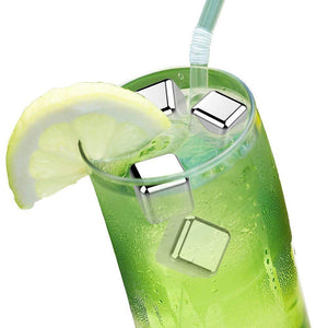 Cubos de hielo de acero inoxidable, Cubos enfriadores para whiskey, Piedras de whiskey aprobadas por la FDA, materiales de grado alimenticio (Set de 8, incluye pinzas)