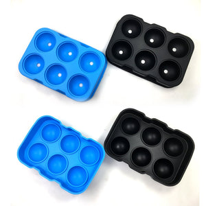 2 Packs of 6-Cavity Ice Ball Mold SourceTon Black and Blue Flexible Silicone Ice Sphere Tray Reusable Ice Ball Maker for Whisky Bourbon Cocktail