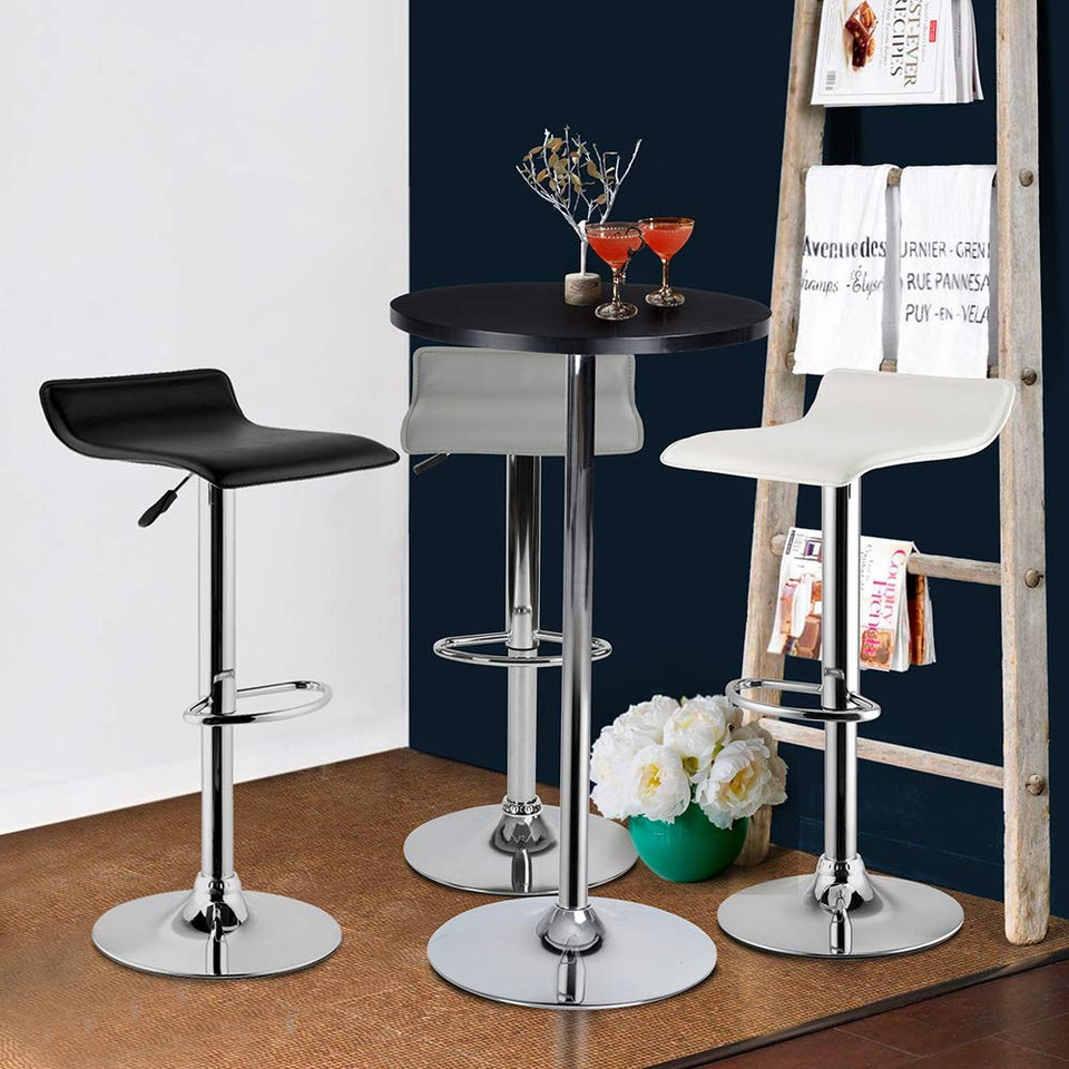 FurnitureR Set de 2 Bancos para Bar Taburetes de Altura Fija, Asiento de PVC con Base de Metal Cromado Negro
