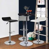 FurnitureR Set de 2 Bancos para Bar Taburetes de Altura Fija, Asiento de PVC con Base de Metal Cromado Negro