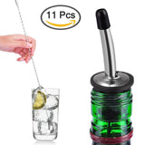 10 Piezas Vertedores para Vino con Cuchara de mezcla del cóctel de la barra de la manija de 12 pulgadas, SENHAI Acero inoxidable Aireador / Vertedor para Vino + Cuchara para bar Barra de acero inoxidable cuchara