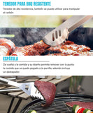 BBQ Tools Set RabbitStorm- Set de 18 Utensilios y Cubiertos Profesional para Asador Carne Asada en Acero Inoxidable. Espátula, Pinzas, Tenedores, Pinchos, Cepillo para Asar, etc.Barbacoa al Aire libre, Picnic de Camping -Kit de Regalo