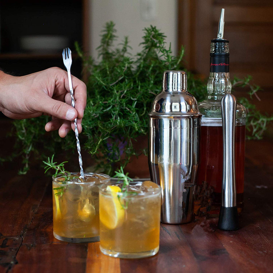 COMLIFE 12 Piezas Utensilios de Bar, Conjuntos para el Bar Coctelera de Cóctel de Acero Inoxidable - con Coctelera de 550 ml, 15/30ml Jigger de Medición,Cuchara de Mezcla,Pinzas, filtro,lodo,abrebotellas etc