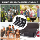 BBQ Tools Set RabbitStorm- Set de 18 Utensilios y Cubiertos Profesional para Asador Carne Asada en Acero Inoxidable. Espátula, Pinzas, Tenedores, Pinchos, Cepillo para Asar, etc.Barbacoa al Aire libre, Picnic de Camping -Kit de Regalo