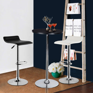 FurnitureR Set de 2 Bancos para Bar Taburetes de Altura Fija, Asiento de PVC con Base de Metal Cromado Negro
