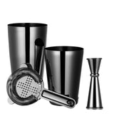 Boston Juego de coctelera para cantineros profesionales, incluye coctelera de latas de 532 ml y 828 ml, colador, medidor, mortero, cuchara mezcladora y vertedor de cóctel (9 piezas), Black-9 Piece