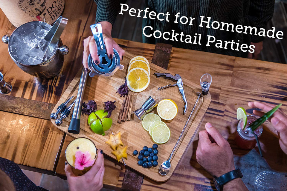 Juego de bar Juego para Bartender de 16 piezas con Combinación de Cócteles - Juego de Herramientas de Bar Casero y Profesional - Coctelera Martini y Herramientas de Bar - Juego para Cóctel con Bono de Recetas Exclusivas