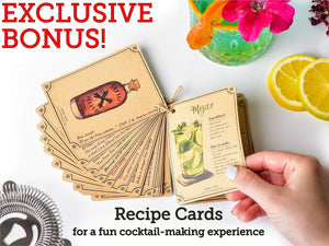 Juego de bar Juego para Bartender de 16 piezas con Combinación de Cócteles - Juego de Herramientas de Bar Casero y Profesional - Coctelera Martini y Herramientas de Bar - Juego para Cóctel con Bono de Recetas Exclusivas