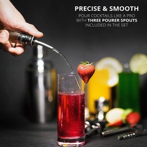 COMLIFE 12 Piezas Utensilios de Bar, Conjuntos para el Bar Coctelera de Cóctel de Acero Inoxidable - con Coctelera de 550 ml, 15/30ml Jigger de Medición,Cuchara de Mezcla,Pinzas, filtro,lodo,abrebotellas etc